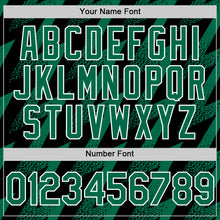 Load image into Gallery viewer, Custom Black Kelly Green-White Zigzag Shape 3D Pattern Design Bomber Full-Snap Varsity Letterman Hoodie Jacket
