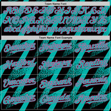 Load image into Gallery viewer, Custom Black Aqua-Pink Zigzag Shape 3D Pattern Design Bomber Full-Snap Varsity Letterman Hoodie Jacket
