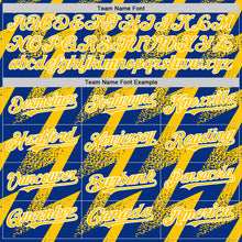 Load image into Gallery viewer, Custom Royal Yellow-White Zigzag Shape 3D Pattern Design Bomber Full-Snap Varsity Letterman Hoodie Jacket
