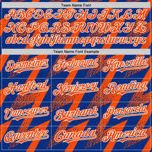 Load image into Gallery viewer, Custom Royal Orange-White Zigzag Shape 3D Pattern Design Bomber Full-Snap Varsity Letterman Hoodie Jacket
