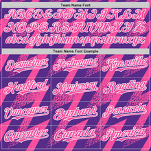 Load image into Gallery viewer, Custom Purple Pink-White Zigzag Shape 3D Pattern Design Bomber Full-Snap Varsity Letterman Hoodie Jacket
