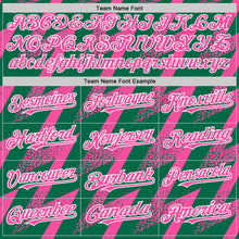 Load image into Gallery viewer, Custom Kelly Green Pink-White Zigzag Shape 3D Pattern Design Bomber Full-Snap Varsity Letterman Hoodie Jacket
