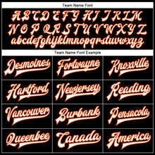 Load image into Gallery viewer, Custom Black White-Orange Bomber Full-Snap Varsity Faux Leather Letterman Jacket
