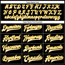 Load image into Gallery viewer, Custom Black White-Gold Bomber Full-Snap Varsity Faux Leather Letterman Jacket
