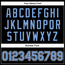 Load image into Gallery viewer, Custom Black Light Blue-White Bomber Full-Snap Varsity Faux Leather Letterman Jacket
