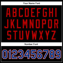 Загрузить изображение в средство просмотра галереи, Custom Black Royal-Red Bomber Full-Snap Varsity Faux Leather Letterman Jacket
