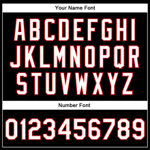 Загрузить изображение в средство просмотра галереи, Custom Black White-Red Bomber Full-Snap Varsity Faux Leather Letterman Jacket
