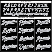 Загрузить изображение в средство просмотра галереи, Custom Black Gray-White Bomber Full-Snap Varsity Faux Leather Letterman Jacket
