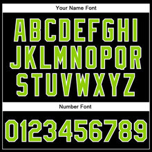 Загрузить изображение в средство просмотра галереи, Custom Black Neon Green-White Bomber Full-Snap Varsity Faux Leather Letterman Jacket
