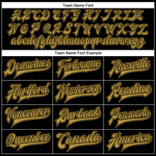 Загрузить изображение в средство просмотра галереи, Custom Black Old Gold-Black Bomber Full-Snap Varsity Faux Leather Letterman Jacket
