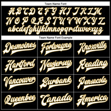 Загрузить изображение в средство просмотра галереи, Custom Black White-Old Gold Bomber Full-Snap Varsity Faux Leather Letterman Jacket
