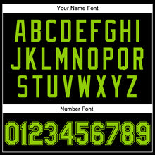 Загрузить изображение в средство просмотра галереи, Custom Black Neon Green-Black Bomber Full-Snap Varsity Faux Leather Letterman Jacket
