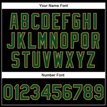 Загрузить изображение в средство просмотра галереи, Custom Black Green-Old Gold Bomber Full-Snap Varsity Faux Leather Letterman Jacket
