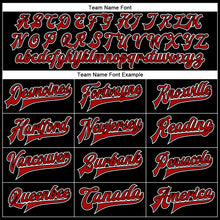 Загрузить изображение в средство просмотра галереи, Custom Black Red-White Bomber Full-Snap Varsity Faux Leather Letterman Jacket
