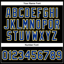 Загрузить изображение в средство просмотра галереи, Custom Black Royal-Yellow Bomber Full-Snap Varsity Faux Leather Letterman Jacket
