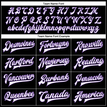 Загрузить изображение в средство просмотра галереи, Custom Black White-Purple Bomber Full-Snap Varsity Faux Leather Letterman Jacket
