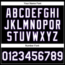 Загрузить изображение в средство просмотра галереи, Custom Black White-Purple Bomber Full-Snap Varsity Faux Leather Letterman Jacket
