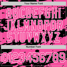 Laden Sie das Bild in den Galerie-Viewer, Custom Black Pink-White Splash 3D Pattern Design Bomber Full-Snap Varsity Letterman Hoodie Jacket
