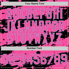 Load image into Gallery viewer, Custom Black Pink-Light Blue Splash 3D Pattern Design Bomber Full-Snap Varsity Letterman Hoodie Jacket
