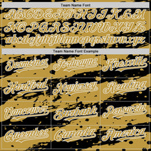 Load image into Gallery viewer, Custom Black Old Gold-White Splash 3D Pattern Design Bomber Full-Snap Varsity Letterman Hoodie Jacket
