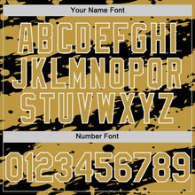 Load image into Gallery viewer, Custom Black Old Gold-White Splash 3D Pattern Design Bomber Full-Snap Varsity Letterman Hoodie Jacket
