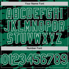 Load image into Gallery viewer, Custom Black Kelly Green-White Splash 3D Pattern Design Bomber Full-Snap Varsity Letterman Hoodie Jacket
