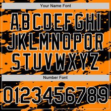 Load image into Gallery viewer, Custom Bay Orange Black-White Splash 3D Pattern Design Bomber Full-Snap Varsity Letterman Hoodie Jacket
