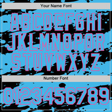 Load image into Gallery viewer, Custom Black Sky Blue-Pink Splash 3D Pattern Design Bomber Full-Snap Varsity Letterman Hoodie Jacket
