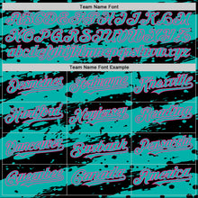 Load image into Gallery viewer, Custom Black Aqua-Pink Splash 3D Pattern Design Bomber Full-Snap Varsity Letterman Hoodie Jacket
