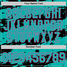 Load image into Gallery viewer, Custom Black Aqua-Pink Splash 3D Pattern Design Bomber Full-Snap Varsity Letterman Hoodie Jacket
