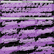 Load image into Gallery viewer, Custom Black Medium Purple-White Splash 3D Pattern Design Bomber Full-Snap Varsity Letterman Hoodie Jacket
