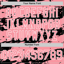 Load image into Gallery viewer, Custom Black Medium Pink-White Splash 3D Pattern Design Bomber Full-Snap Varsity Letterman Hoodie Jacket
