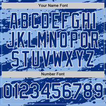 Load image into Gallery viewer, Custom Light Blue Royal-White Splash 3D Pattern Design Bomber Full-Snap Varsity Letterman Hoodie Jacket
