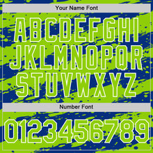 Загрузить изображение в средство просмотра галереи, Custom Royal Neon Green-White Splash 3D Pattern Design Bomber Full-Snap Varsity Letterman Hoodie Jacket
