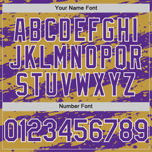 Загрузить изображение в средство просмотра галереи, Custom Old Gold Purple-White Splash 3D Pattern Design Bomber Full-Snap Varsity Letterman Hoodie Jacket
