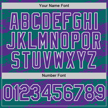 Загрузить изображение в средство просмотра галереи, Custom Teal Purple-White Splash 3D Pattern Design Bomber Full-Snap Varsity Letterman Hoodie Jacket
