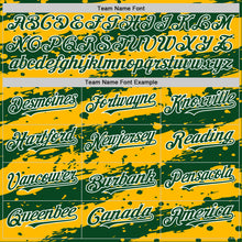 Загрузить изображение в средство просмотра галереи, Custom Gold Green-White Splash 3D Pattern Design Bomber Full-Snap Varsity Letterman Hoodie Jacket
