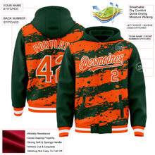 Загрузить изображение в средство просмотра галереи, Custom Green Orange-White Splash 3D Pattern Design Bomber Full-Snap Varsity Letterman Hoodie Jacket
