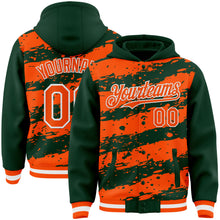 Загрузить изображение в средство просмотра галереи, Custom Green Orange-White Splash 3D Pattern Design Bomber Full-Snap Varsity Letterman Hoodie Jacket
