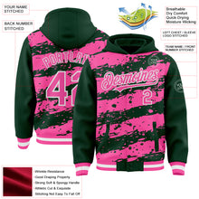 Load image into Gallery viewer, Custom Green Pink-White Splash 3D Pattern Design Bomber Full-Snap Varsity Letterman Hoodie Jacket
