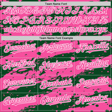 Load image into Gallery viewer, Custom Green Pink-White Splash 3D Pattern Design Bomber Full-Snap Varsity Letterman Hoodie Jacket
