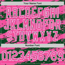 Load image into Gallery viewer, Custom Green Pink-White Splash 3D Pattern Design Bomber Full-Snap Varsity Letterman Hoodie Jacket
