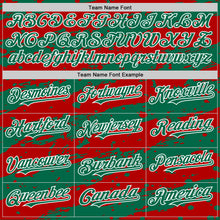 Load image into Gallery viewer, Custom Red Kelly Green-White Splash 3D Pattern Design Bomber Full-Snap Varsity Letterman Hoodie Jacket
