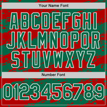 Load image into Gallery viewer, Custom Red Kelly Green-White Splash 3D Pattern Design Bomber Full-Snap Varsity Letterman Hoodie Jacket
