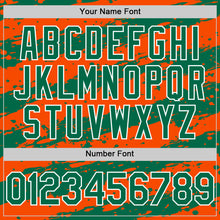 Charger l&#39;image dans la galerie, Custom Orange Kelly Green-White Splash 3D Pattern Design Bomber Full-Snap Varsity Letterman Hoodie Jacket
