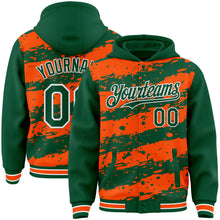 Charger l&#39;image dans la galerie, Custom Orange Kelly Green-White Splash 3D Pattern Design Bomber Full-Snap Varsity Letterman Hoodie Jacket
