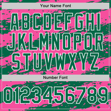 Загрузить изображение в средство просмотра галереи, Custom Pink Kelly Green-White Splash 3D Pattern Design Bomber Full-Snap Varsity Letterman Hoodie Jacket
