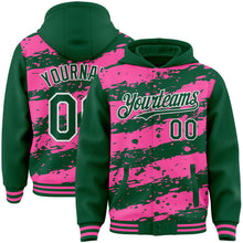 Загрузить изображение в средство просмотра галереи, Custom Pink Kelly Green-White Splash 3D Pattern Design Bomber Full-Snap Varsity Letterman Hoodie Jacket
