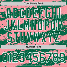 Загрузить изображение в средство просмотра галереи, Custom Medium Pink Kelly Green-White Splash 3D Pattern Design Bomber Full-Snap Varsity Letterman Hoodie Jacket
