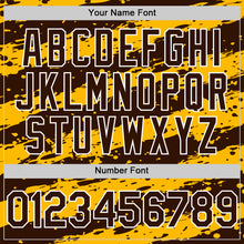 Загрузить изображение в средство просмотра галереи, Custom Gold Brown-White Splash 3D Pattern Design Bomber Full-Snap Varsity Letterman Hoodie Jacket
